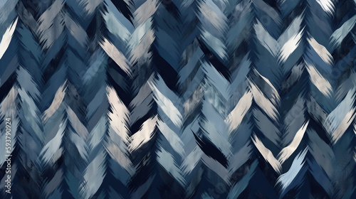 chevron Navy blue zig zag painted seamless pattern Generative AI 