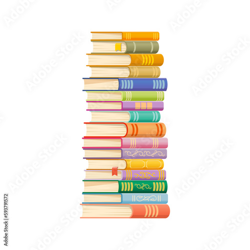 Cartoon book stack. Science teaching encyclopedia group, bookstore books heap, college or school education isolated vector dictionary pile. Literature reading best seller high stack, knowledge symbol