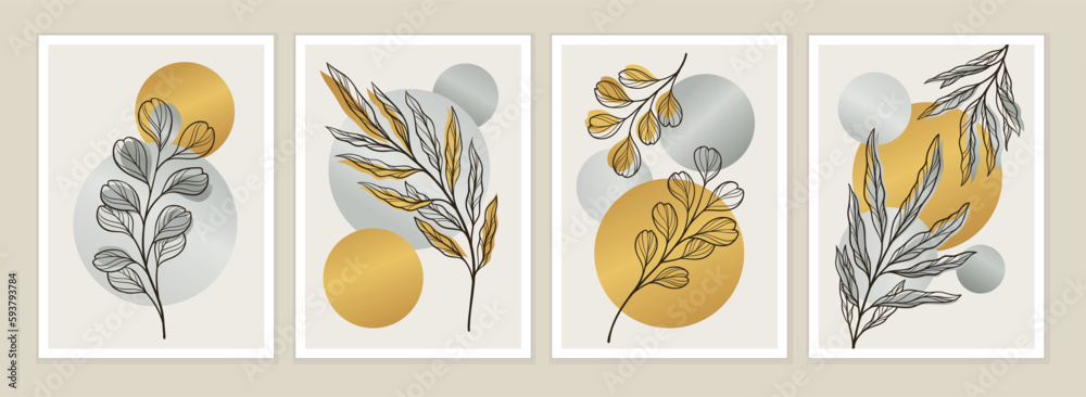 Botanical wall art with leaves Botanical wall art with leaves