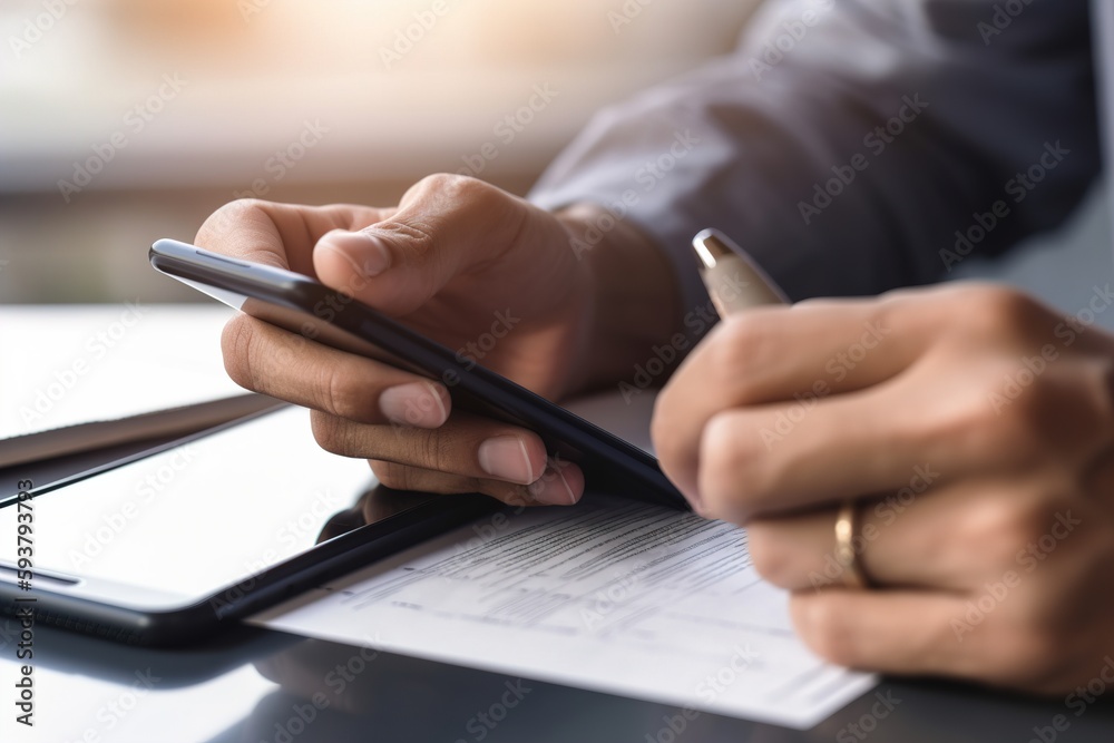 a bisness man is surfing internet on smartphone. Generative ai a bisness man is surfing internet on smartphone. Generative ai