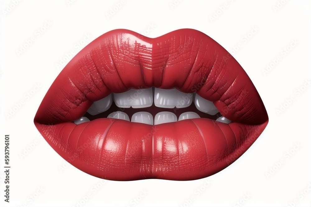 Sexy red lips close-up, generative ai Sexy red lips close-up, generative ai