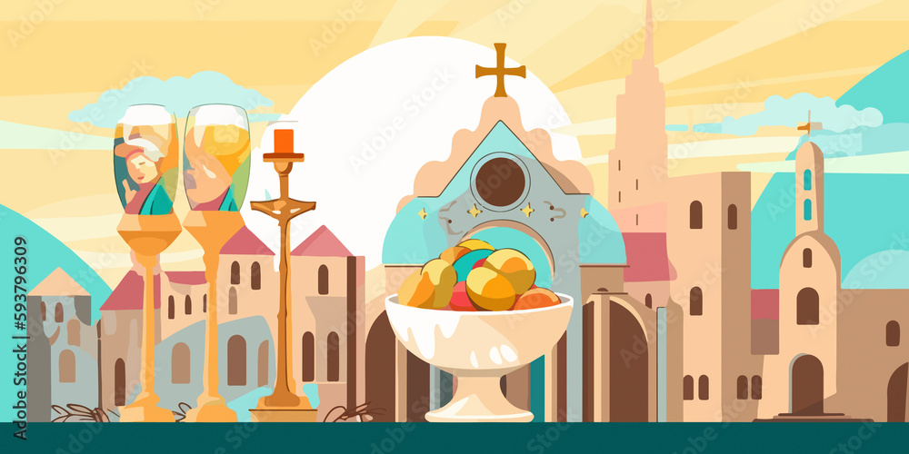 Corpus Christi concept in creative flat style