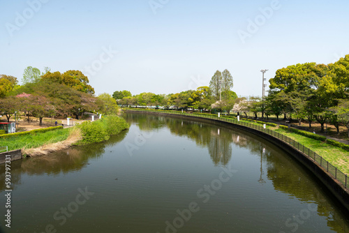 鶴生田川の風景