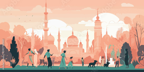 Flat illustration capturing the spirit of Eid al-Adha