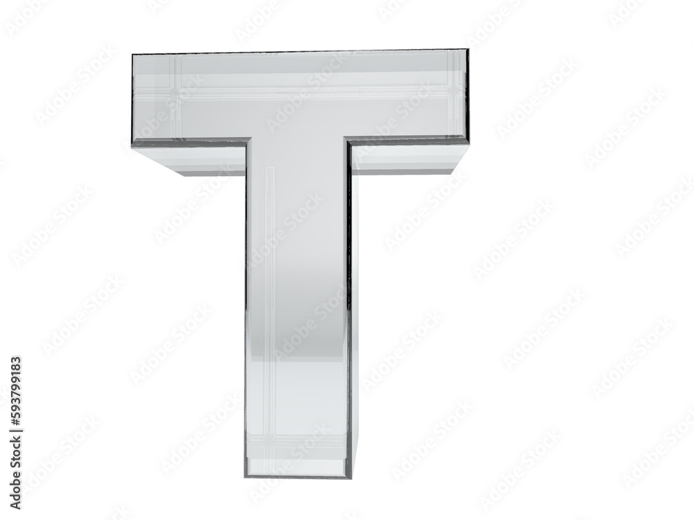 Letter T transparent glass. Background transparent in png. Letter T transparent glass. Background transparent in png.