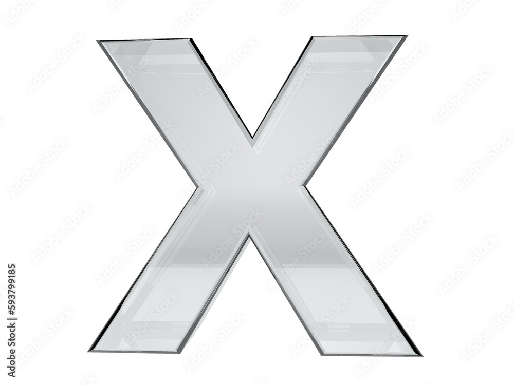 Letter X transparent glass. Background transparent in png. Letter X transparent glass. Background transparent in png.
