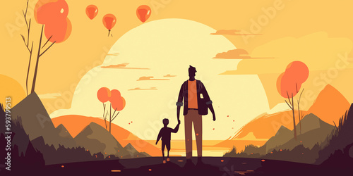 Flat illustration capturing the spirit of Father s Day