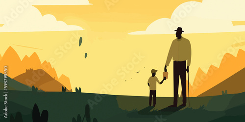Flat illustration capturing the spirit of Father s Day