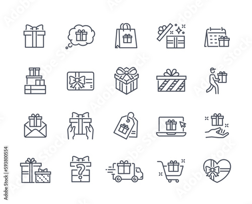 Gift line icons set