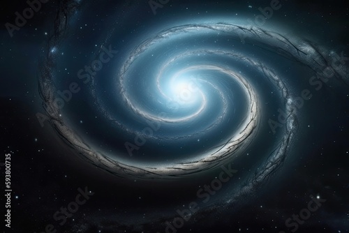 two intertwined spirals surrounded by a galaxy of stars. Generative AI