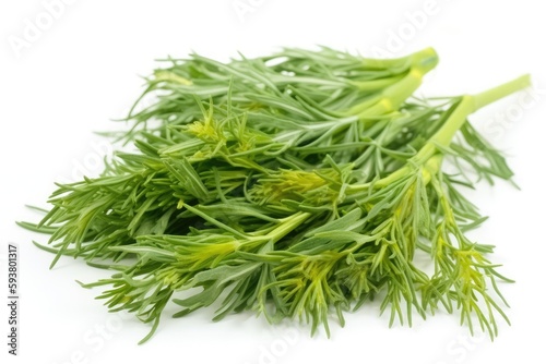 various fresh green herbs isolated on a white background. Generative AI
