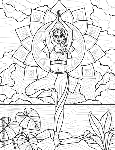 Yoga woman zentangle