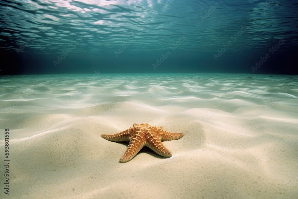 Naklejka premium vibrant starfish resting on sandy ocean floor. Generative AI