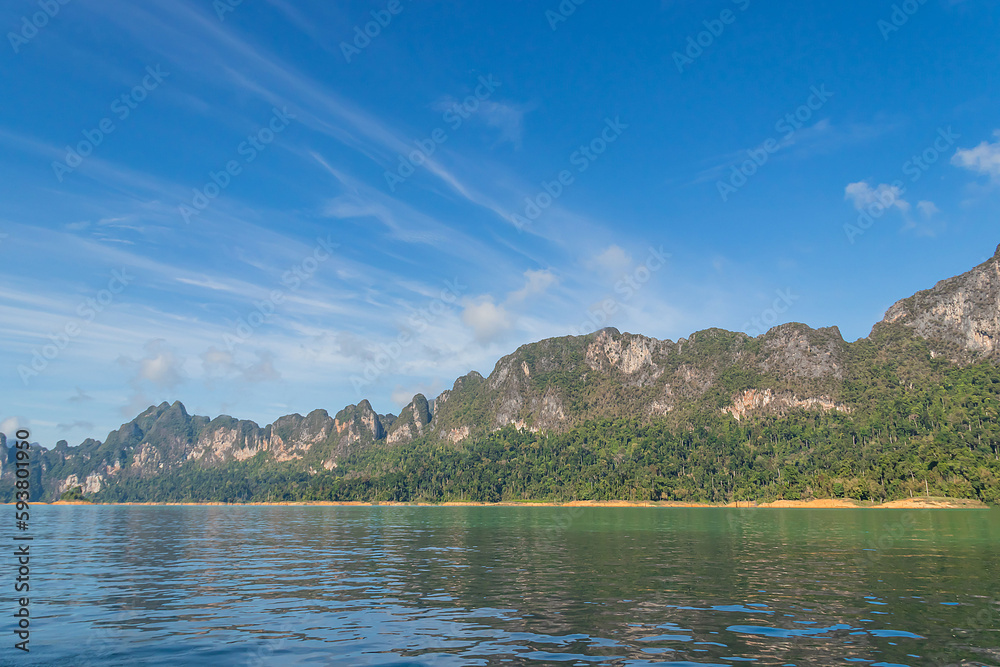Beautiful mountain and lake in the morning.