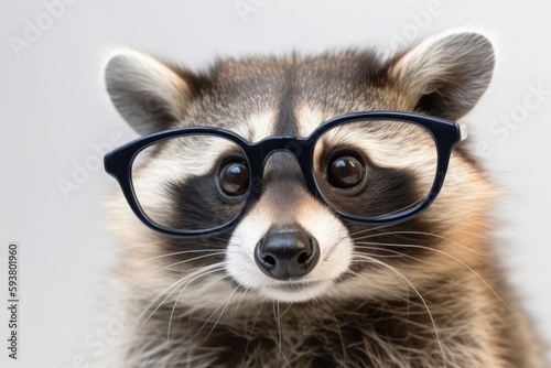 Canvastavla raccoon wearing glasses. Generative AI