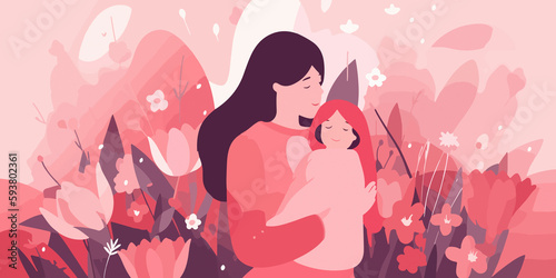 Artistic flat illustration for Mother's Day celebration