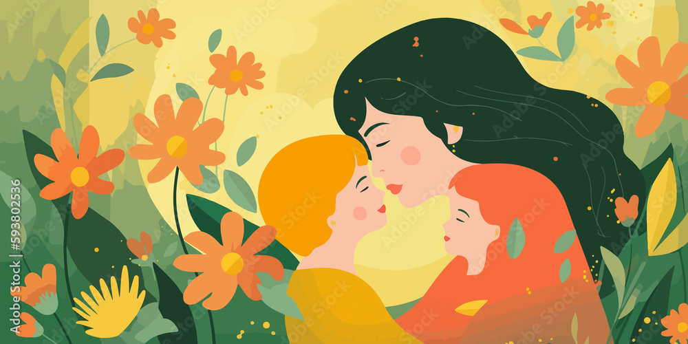 Hand drawn Mother's Day concept in flat design