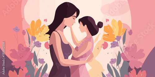 Hand drawn Mother s Day concept in flat design