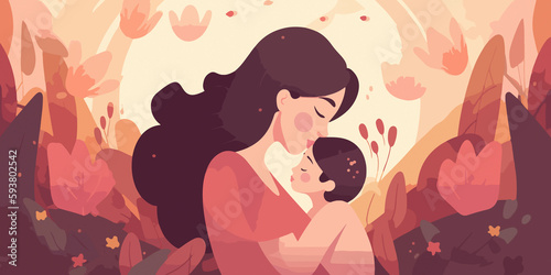 Hand drawn Mother s Day concept in flat design