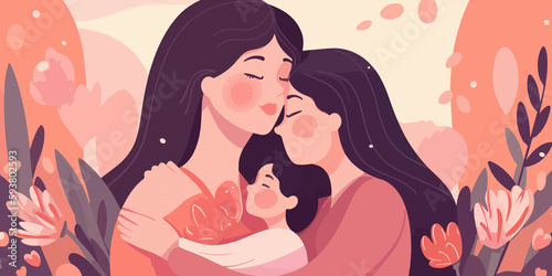 Artistic flat illustration for Mother s Day celebration