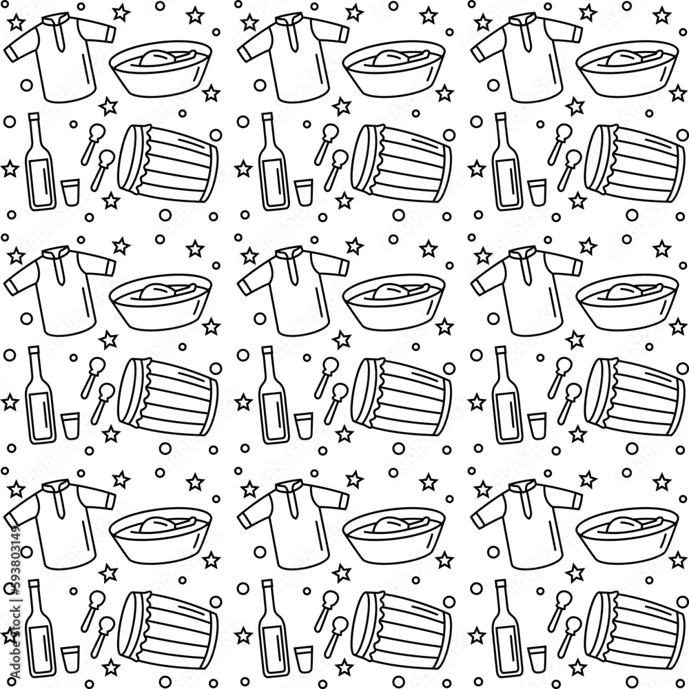 Ramadan doodle seamless pattern vector design. Ramadan concept design vector. Suitable for greeting card, poster and banner. 
