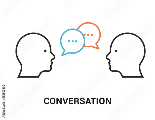 Talk conversation creative people communication person verbal interaction. Simple talk concept illustration