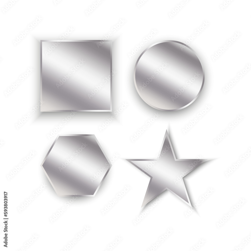 Trendy silver geometric shapes. Vector illustration.