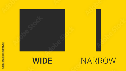 Wide narrow thick vector thin mouse cursor design element.