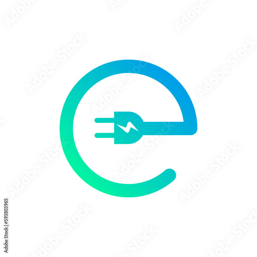 EV car electric vehicle charger logo icon. Hybrid ev car station eco sign green automobile symbol.