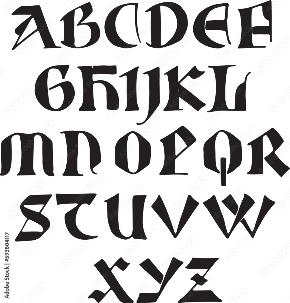 Engraving Mediaeval Goldsmith alphabets - ABC letters Engraving Mediaeval Goldsmith alphabets - ABC letters