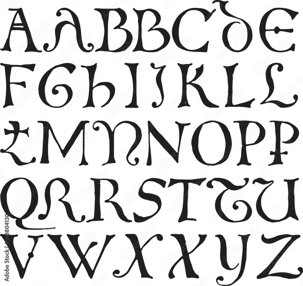 12th Century Ms.German alphabets - ABC letters 12th Century Ms.German alphabets - ABC letters