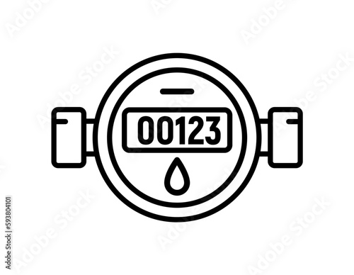 Water meter icon vector consuption water use. Gas meter valve flat line icon.