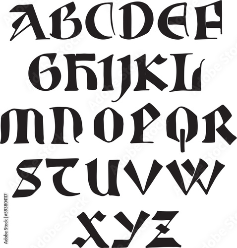 Engraving Mediaeval Goldsmith  alphabets - ABC letters