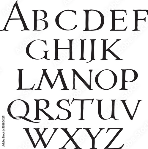 Pen-Drawn Roman Capitals alphabets - ABC letters