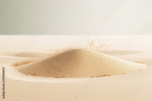 mound of sand on a pristine white table. Generative AI