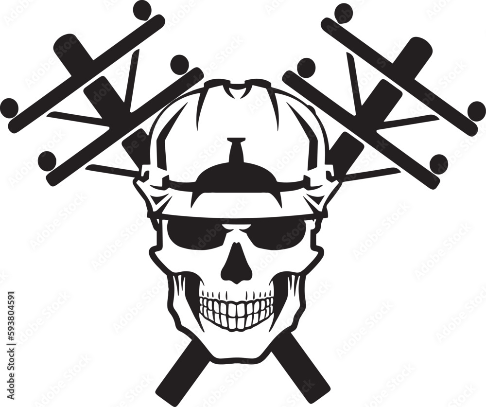 Electrical Lineman Skull with Hard Hat Vector File,Lineman Vector