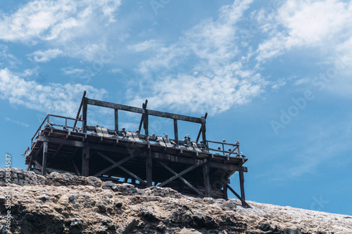 Old wooden platform in the Ballestas islands at Paracas, ica Peru