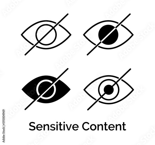 Sensitive content warning icon. Eye vector sensitive content explicit porn photo censored design media