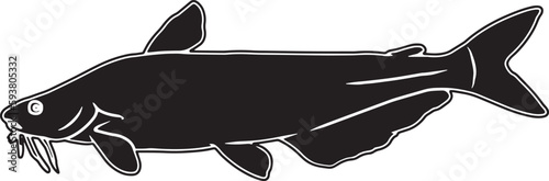 Blue Catfish Hand sketched, hand drawn vector clipart