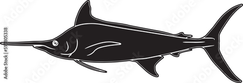 Blue Marlin Hand sketched, hand drawn vector clipart