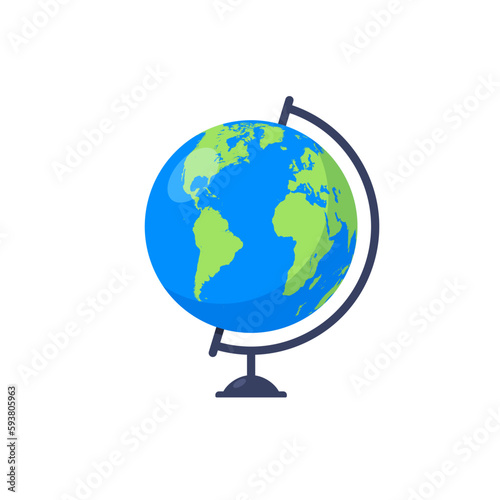 3d earth globe world vector icon. Travel globus cartoon simple illustration geography table desk globeisolated icon.