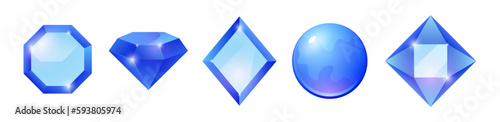 Vector blue gem emerald illustration jewel sapphire design diamond ruby. Cartoon gem icon stone crystal jewelry object.