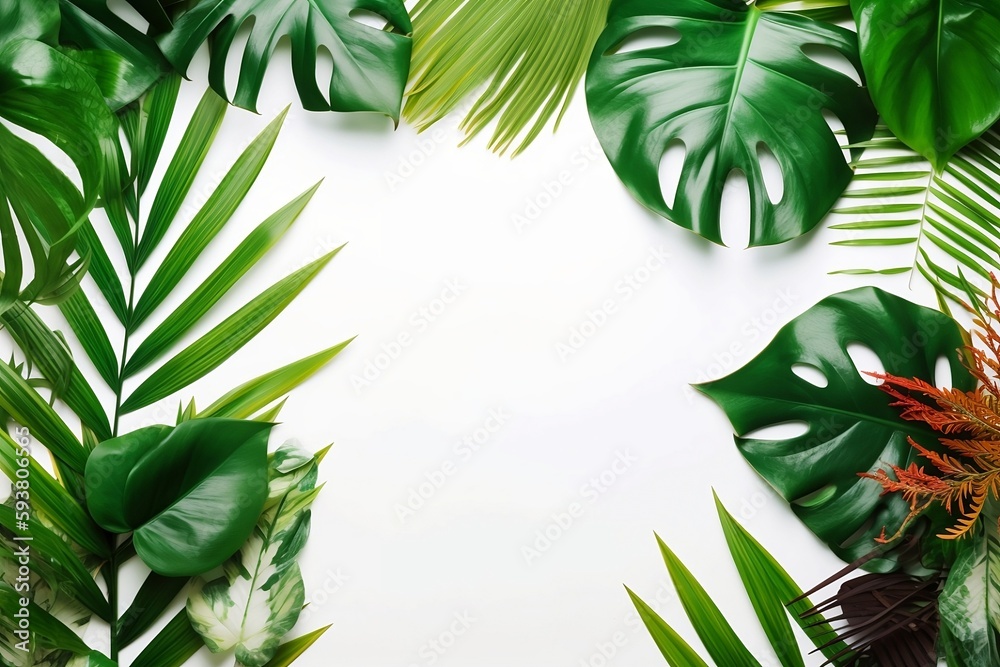 tropical background with palm leaves