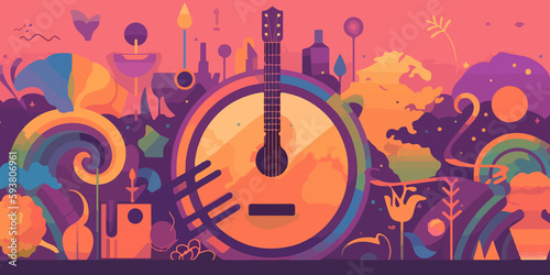 World Music Day scene in hand drawn flat design