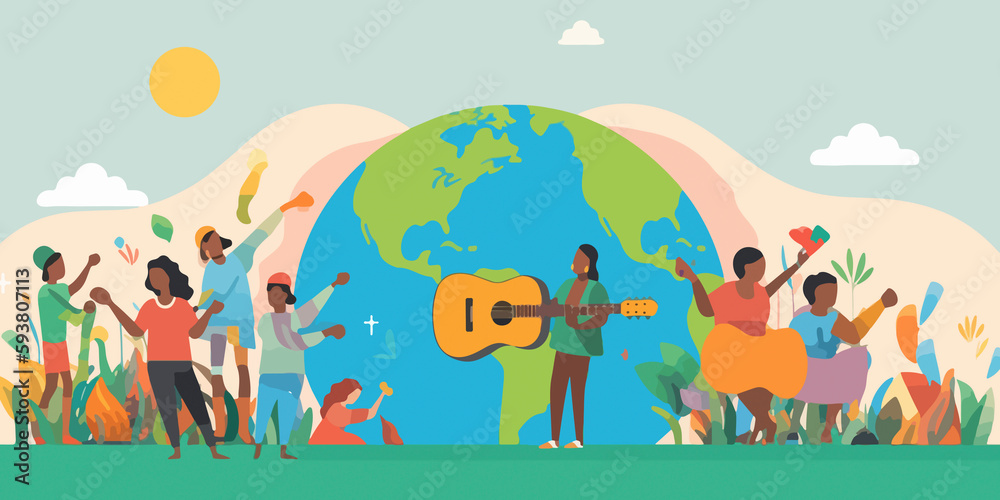 Flat design capturing World Music Day celebration Flat design capturing World Music Day celebration