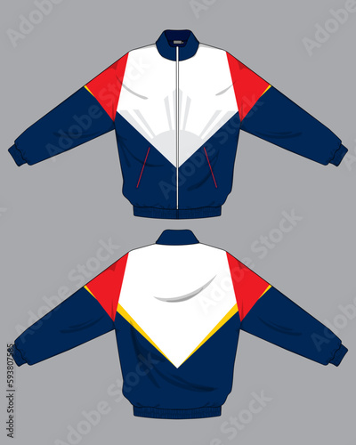 retro vintage windbreaker hoodie jacket template