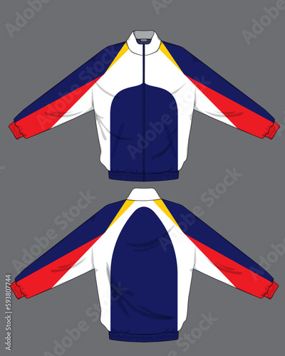 retro vintage windbreaker hoodie jacket template