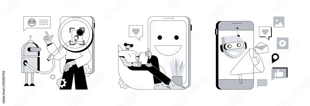 Interactive device abstract concept vector illustration set. Affective ...