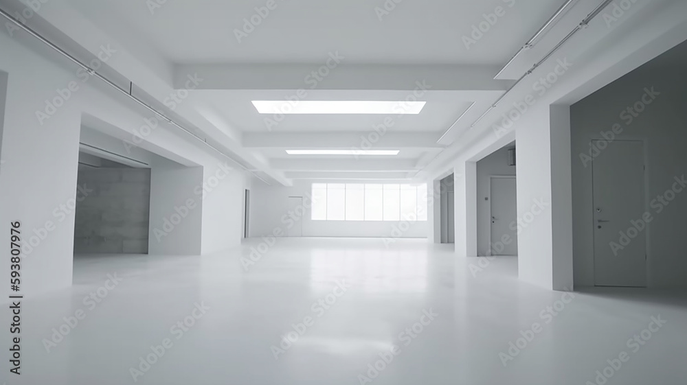 White clean empty architecture interior space room studio background wall display products minimalism. 3d rendering. White clean empty architecture interior space room studio background wall display products minimalism. 3d rendering.