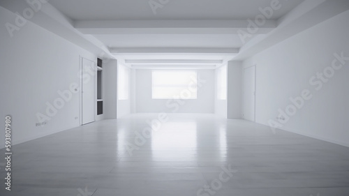 White clean empty architecture interior space room studio background wall display products minimalism. 3d rendering. © DRN Studio